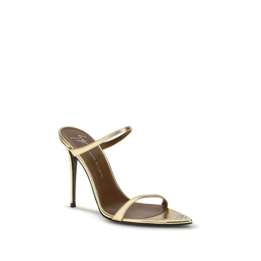 Gold Leather Stiletto Heel Sandals