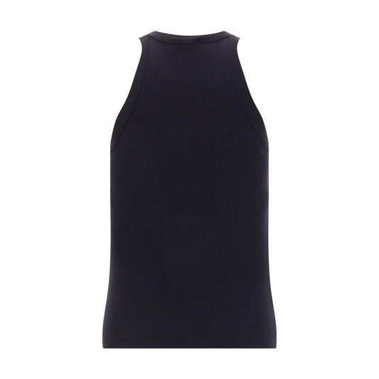Black Cotton Sleeveles T-Shirt