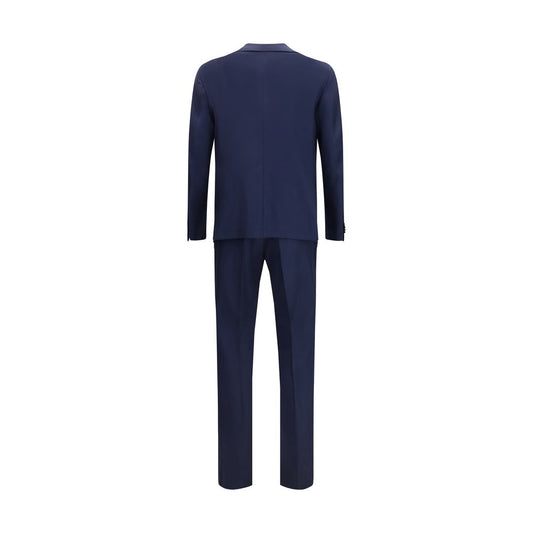 Blue Fleece Wool Two-Piece Suit