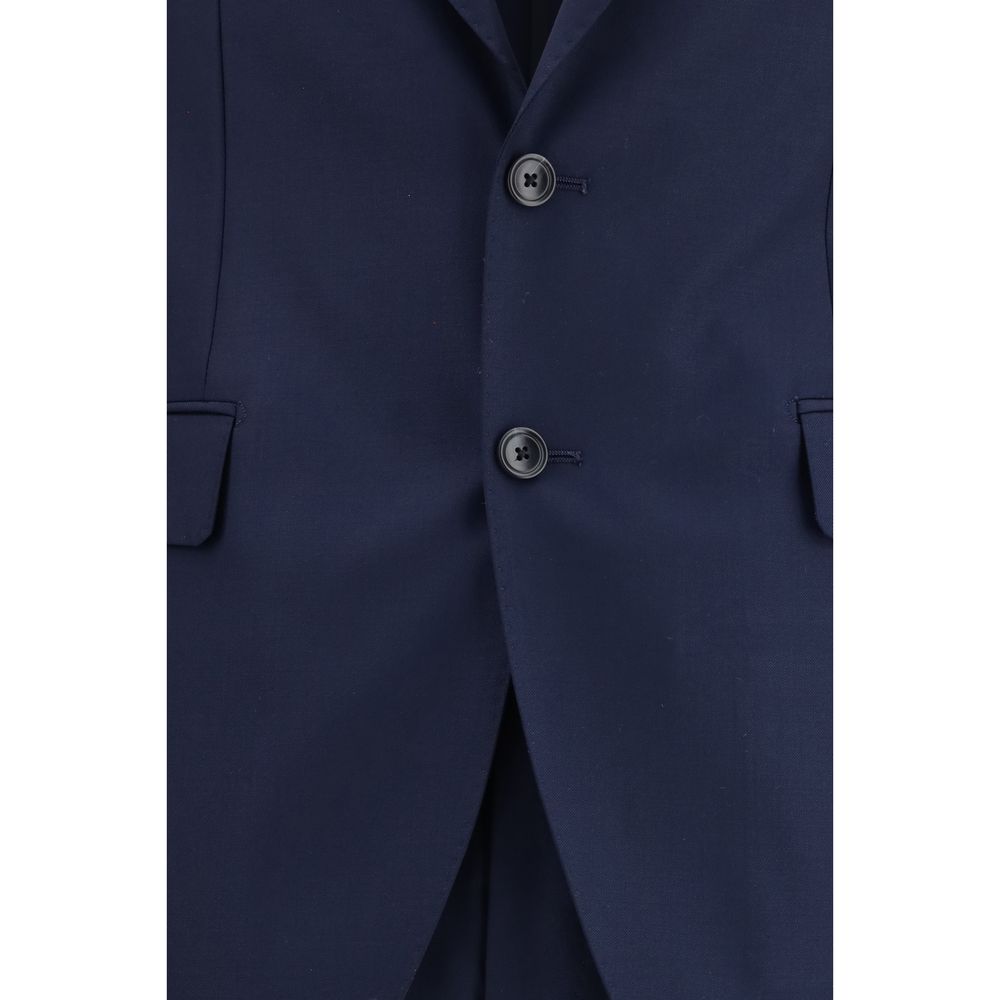 Blue Fleece Wool Two-Piece Suit
