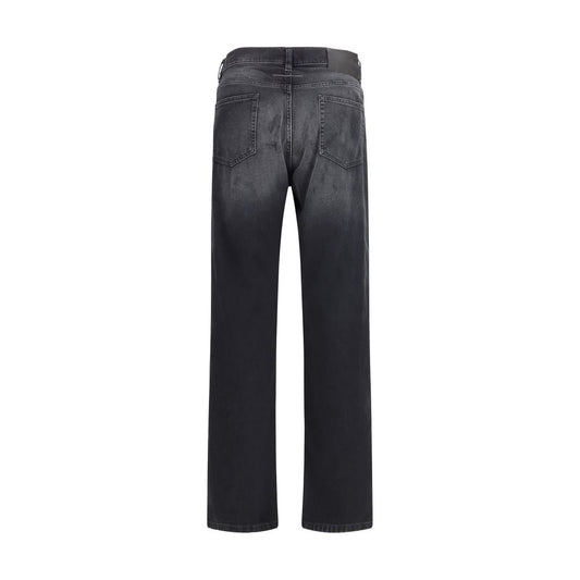 Black Cotton Straight-Leg Jeans