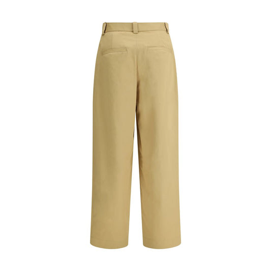 Beige Cotton Casual Pants