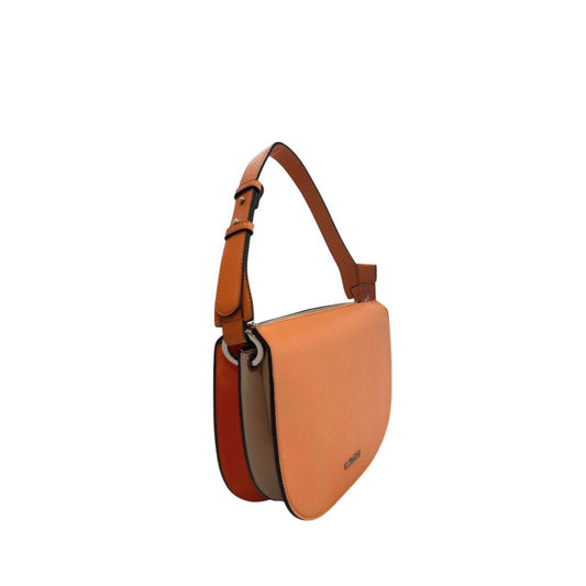 Orange Polyurethane Women Shoulder Bag