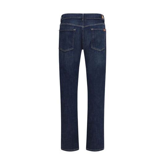Blue Cotton Flared Jeans
