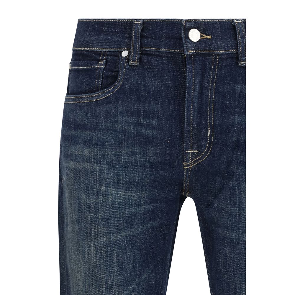 Blue Cotton Flared Jeans