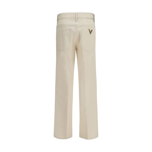 Beige Cotton Flared Jeans