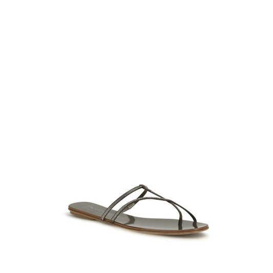 Brown Calf Leather Bos Taurus Flat Sandals