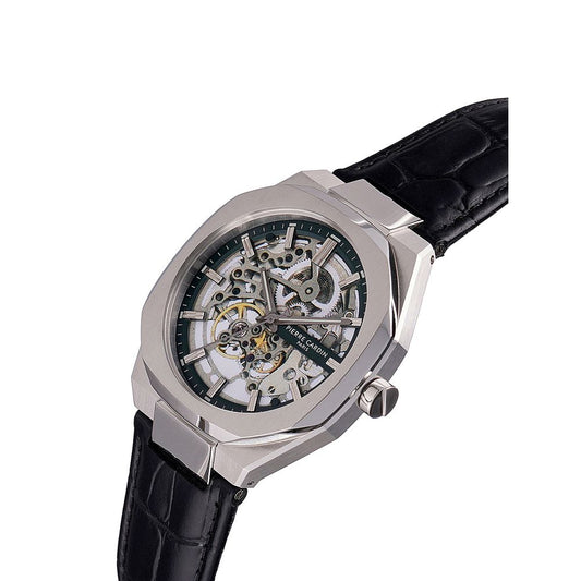 Black Leather Bracelet Watch