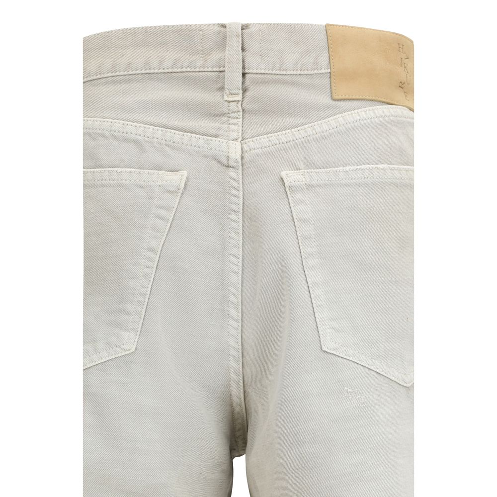 Gray Cotton Straight-Leg Jeans