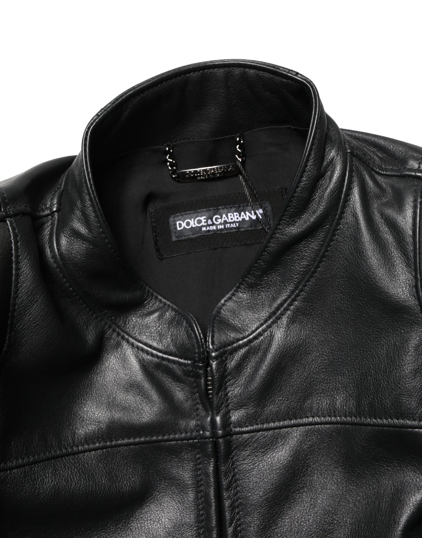Black Nylon Full Zip Men Biker Coat Jacket