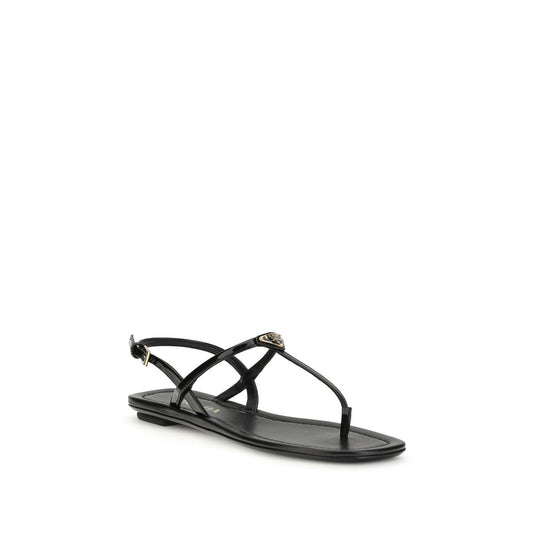 Black Calf Leather Bos Taurus Flip-Flop Sandals