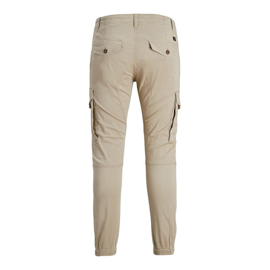 Beige Cotton Cargo Pants