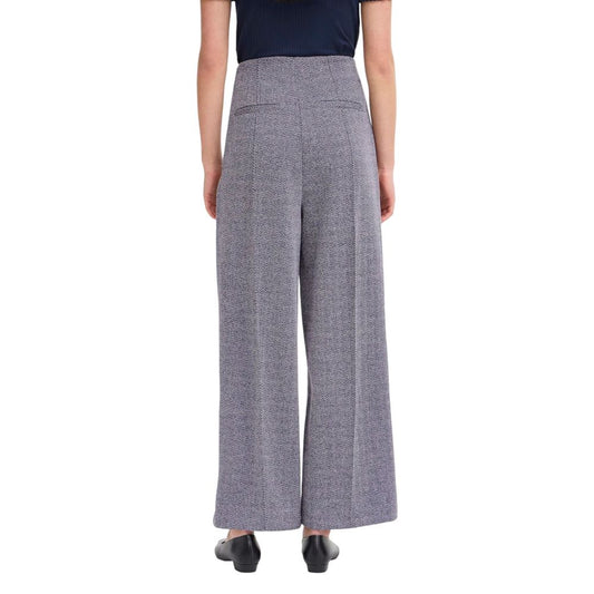 Blue Polyester Casual Pants