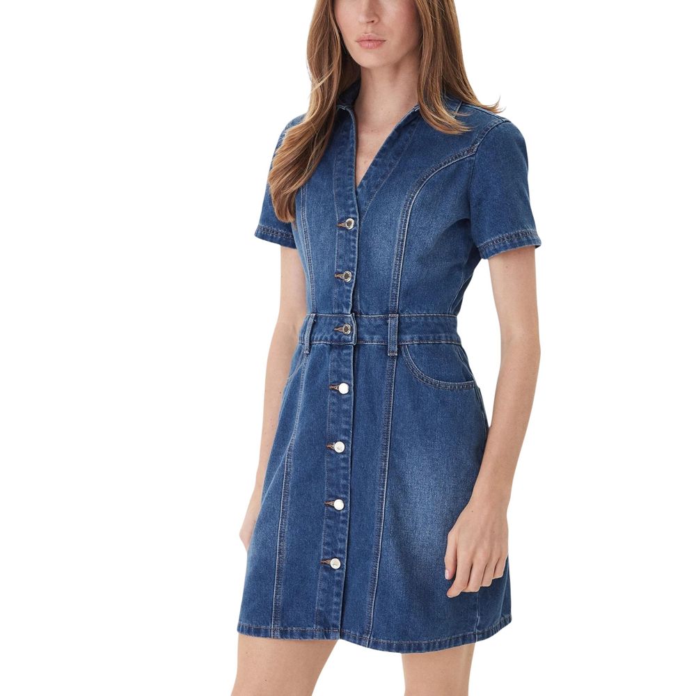 Blue Cotton Midi Dress