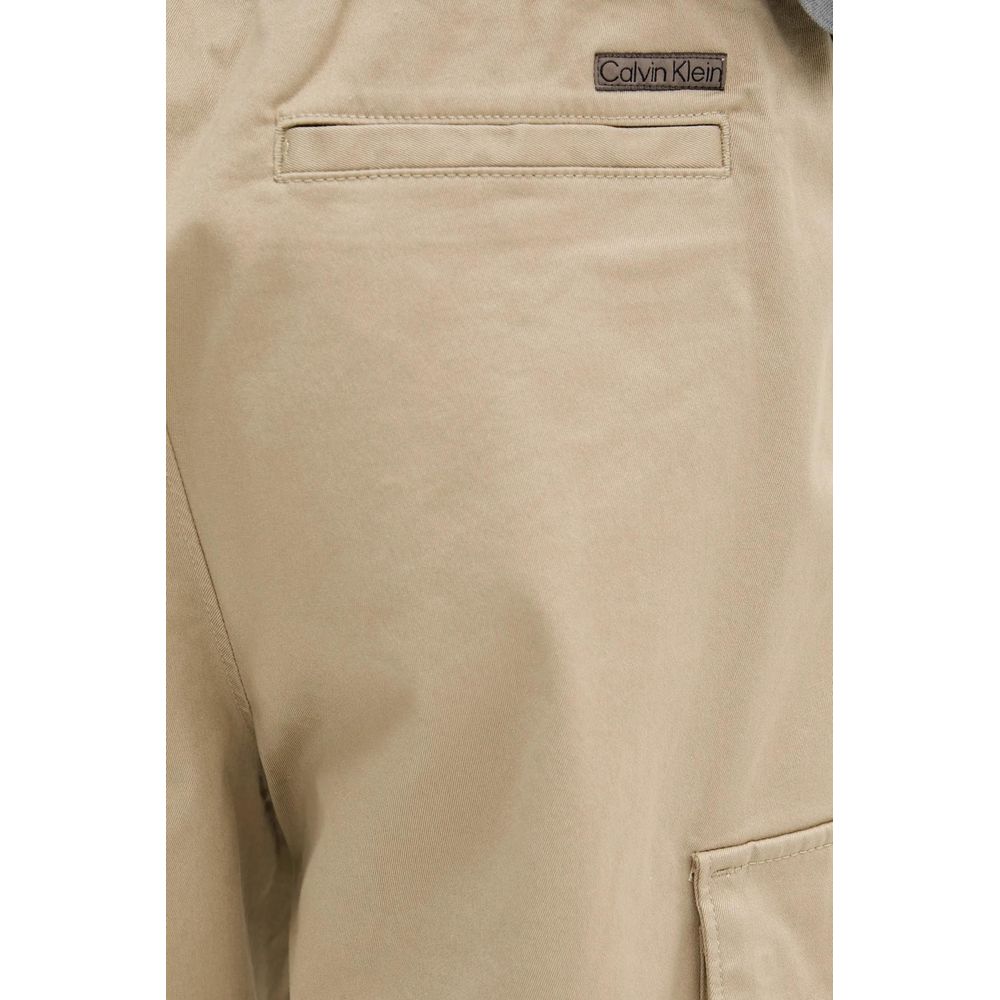 Beige Cotton Cargo Pants