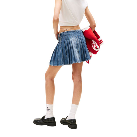 Blue Recycled Cotton Mini Skirt