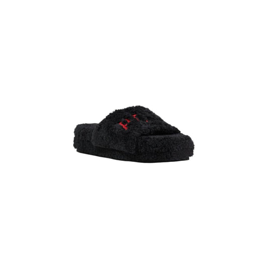 Black Textile Slippers