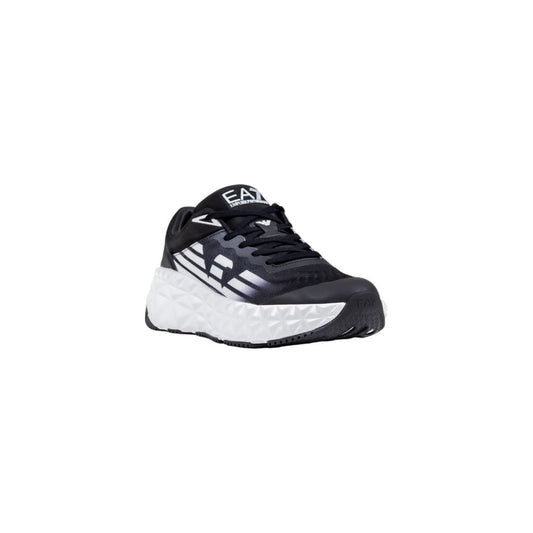 Black And White Polyester Athletic Sneakers