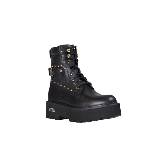 Black Leather Lace-Up Boots