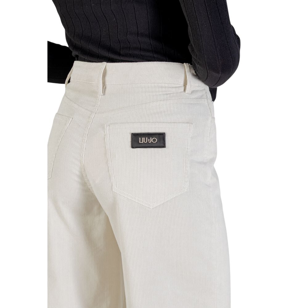 Beige Cotton Casual Pants