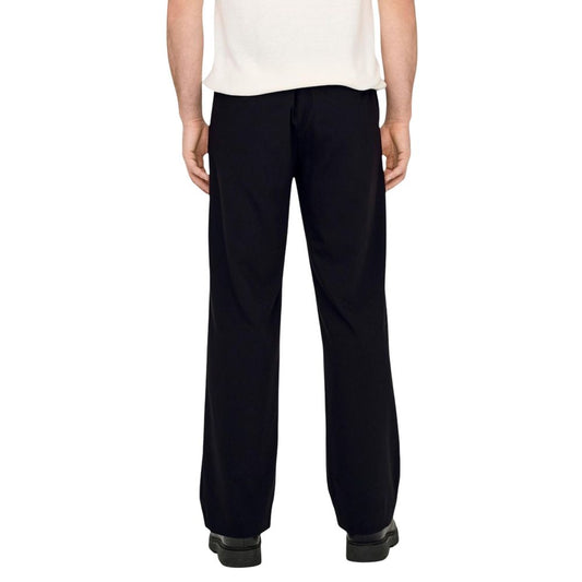 Black Polyester Casual Pants