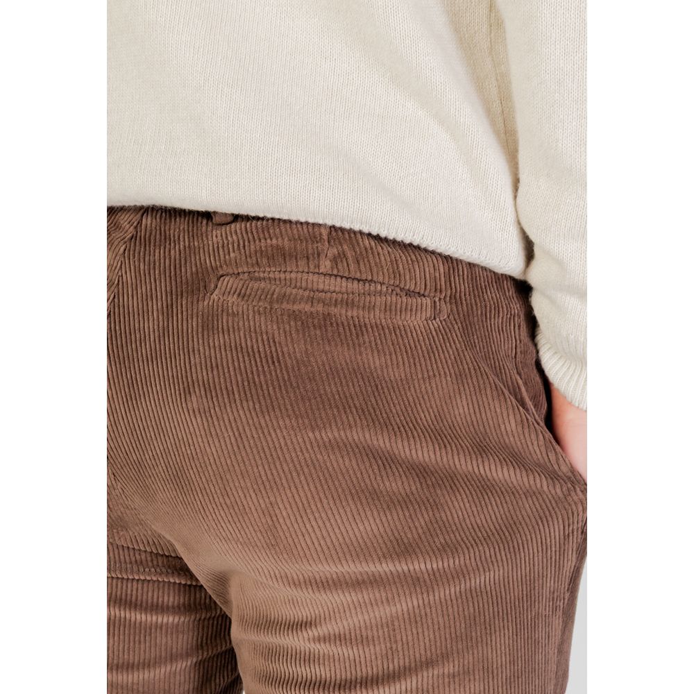 Brown Cotton Casual Pants