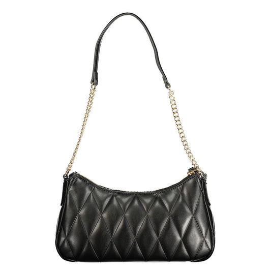 Black Polyurethane Women Shoulder Bag