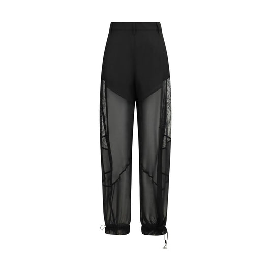 Black Polyester Casual Pants