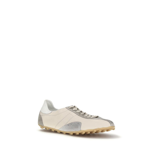 Beige Calf Leather Bos Taurus Athletic Sneakers