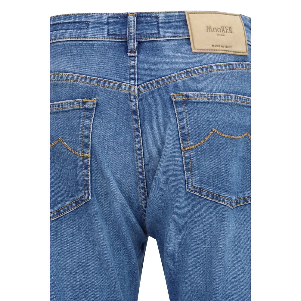 Blue Cotton Straight-Leg Jeans