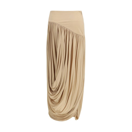 Beige Viscose Long Skirt