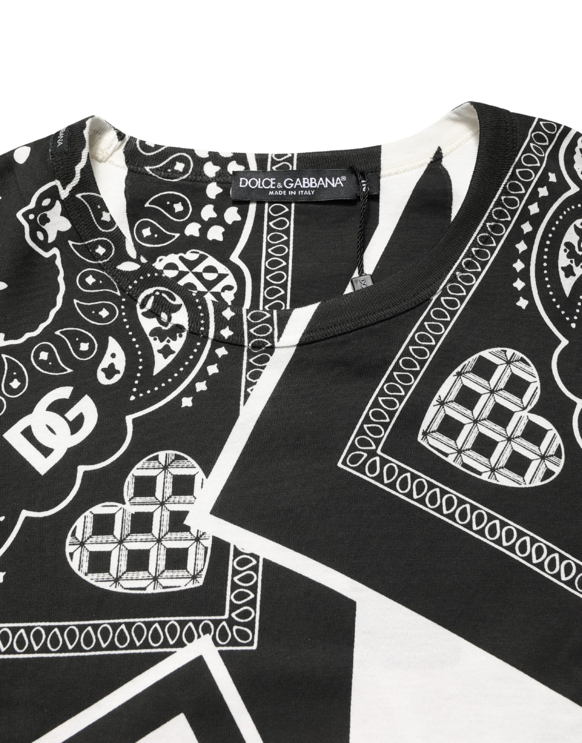 Black White Bandana Cotton Crew Neck T-shirt