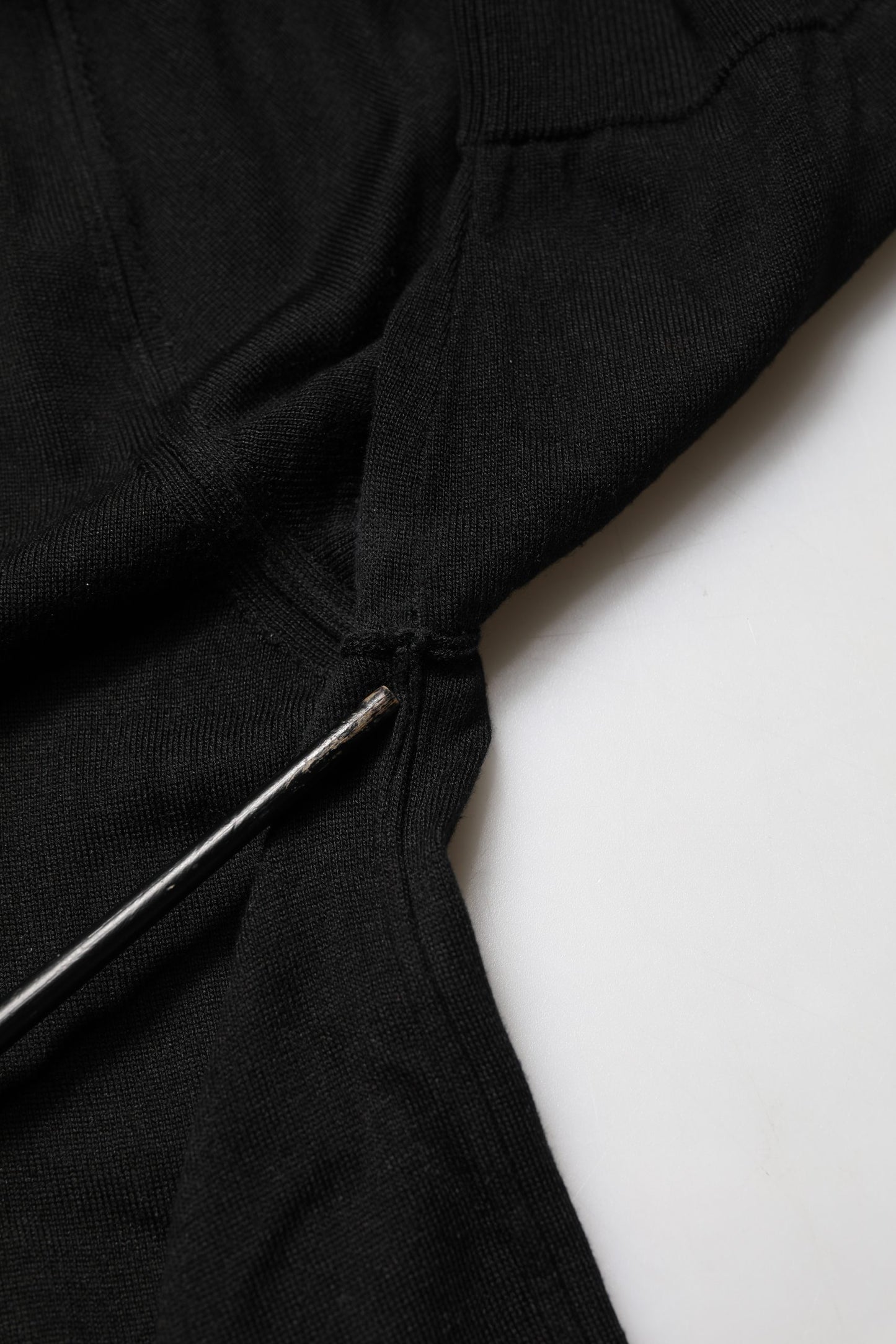 Black Wool Short Sleeves Men Polo T-shirt