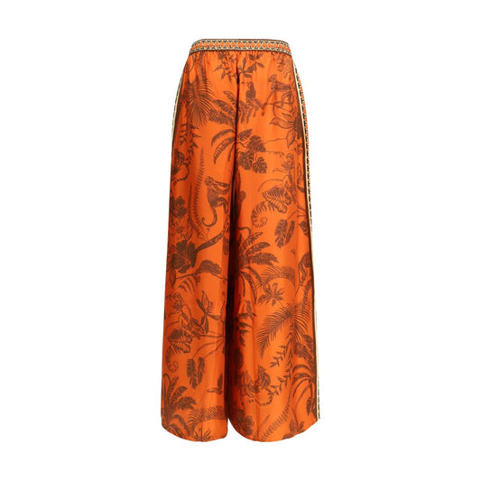 Orange Silk Casual Pants