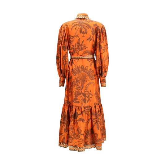 Orange Silk Casual Dress