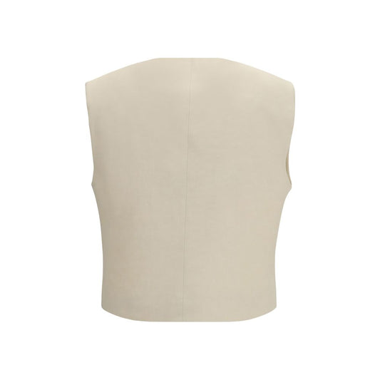 Beige Viscose Sleeveless Jacket