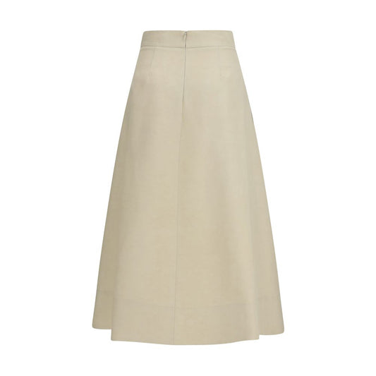 Beige Linen Midi Skirt