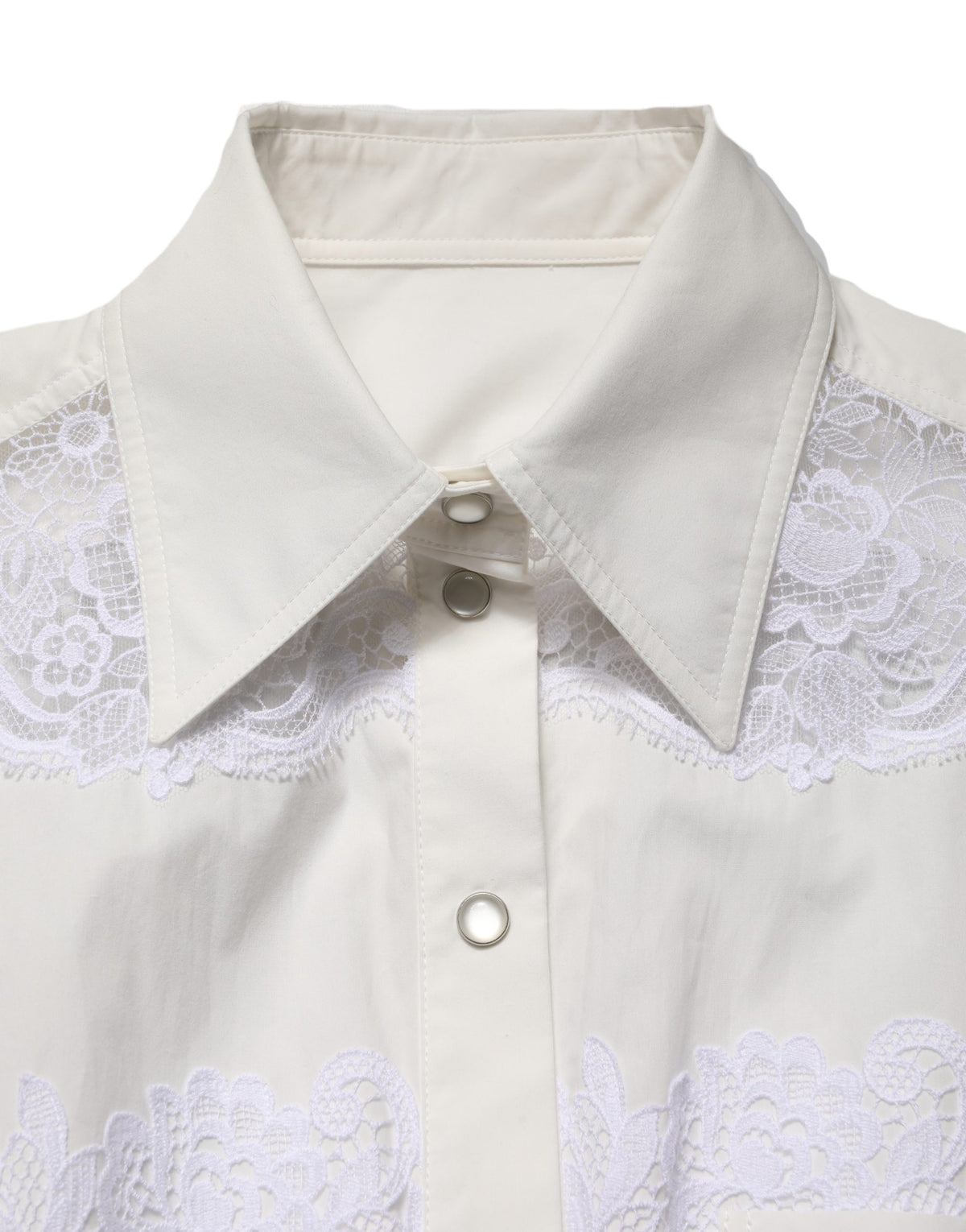 White Cotton Lace Trim Long Sleeves Jumpsuit