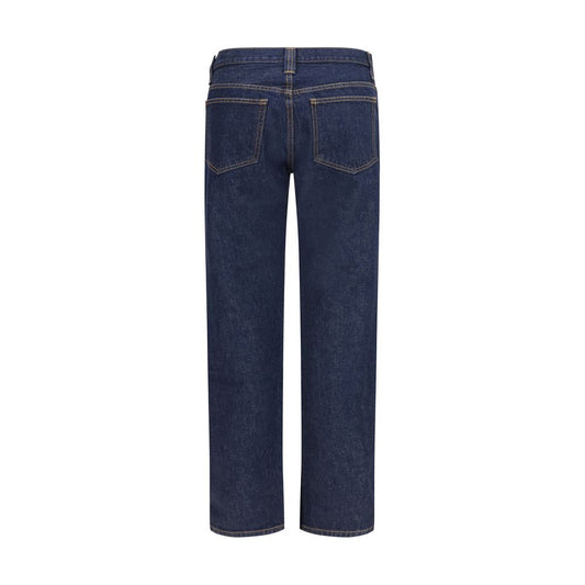 Blue Cotton Straight-Leg Jeans