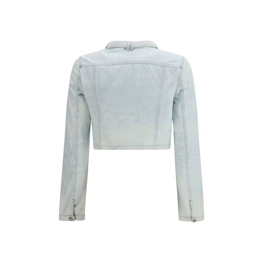 Blue Cotton Biker Jacket