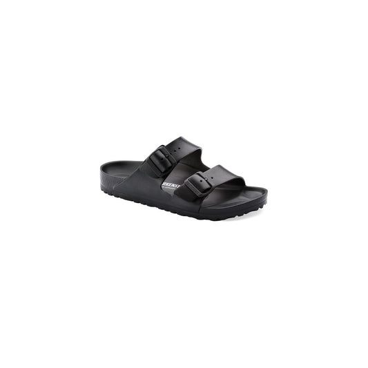 Black Polyester Flat Sandals