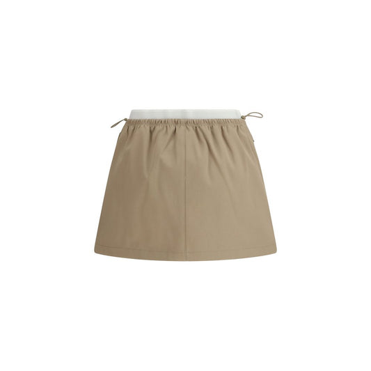 Beige Cotton Mini Skirt