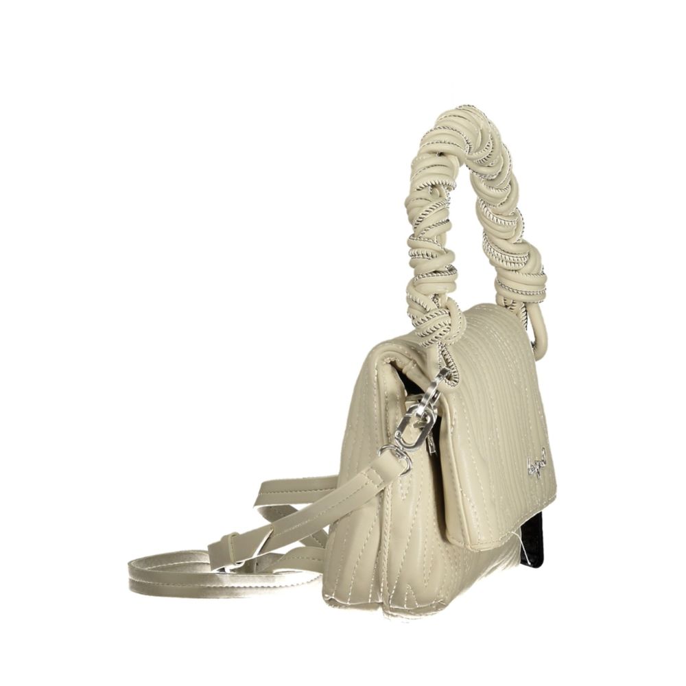 Ecru Polyurethane Women's Handbag