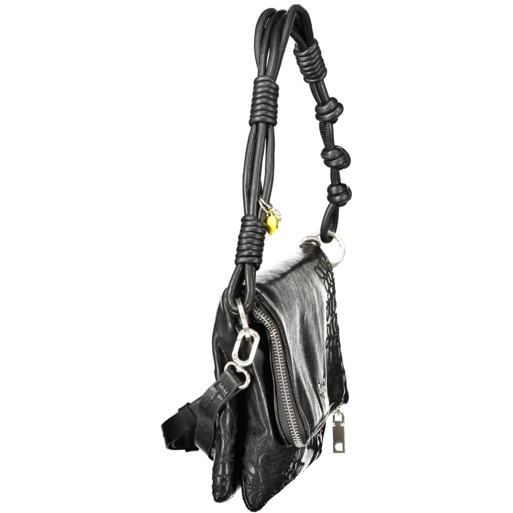 Black Polyurethane Women Handbag