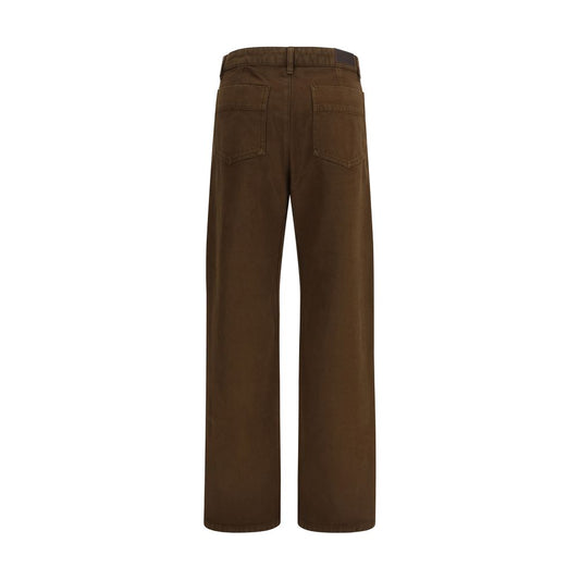 Brown Cotton Casual Pants
