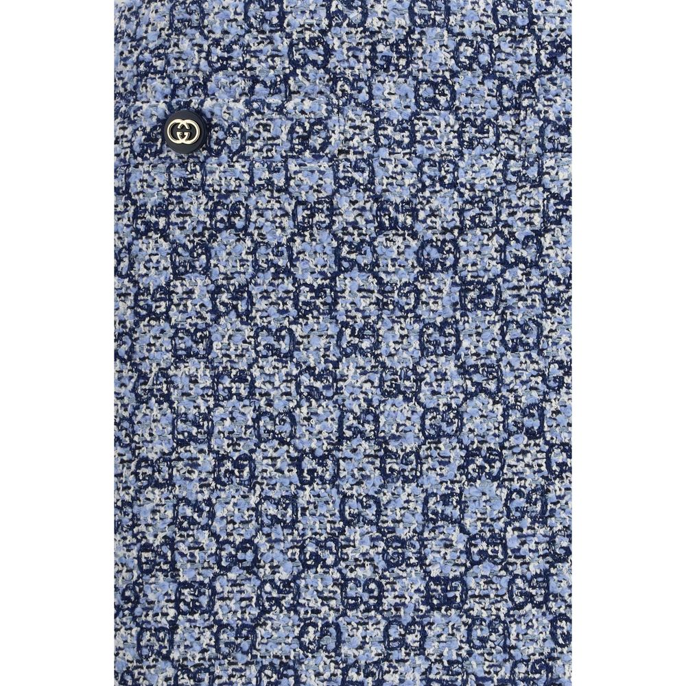 Blue Cotton Mini Skirt