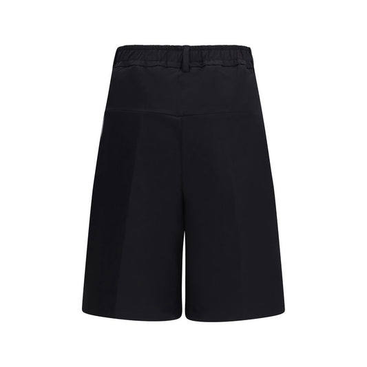 Black Cotton Bermuda Shorts