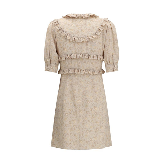 Beige Silk Casual Dress