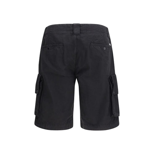 Black Cotton Bermuda Shorts