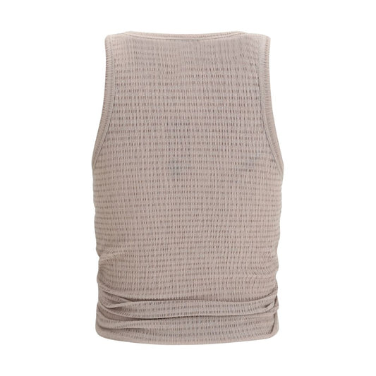 Beige Lyocell Sleeveles T-Shirt